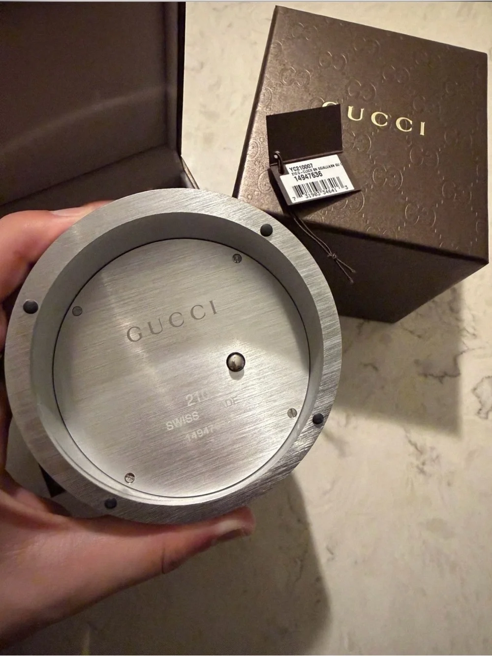 Gucci Brown Box with Gold Logo and Brown Tag